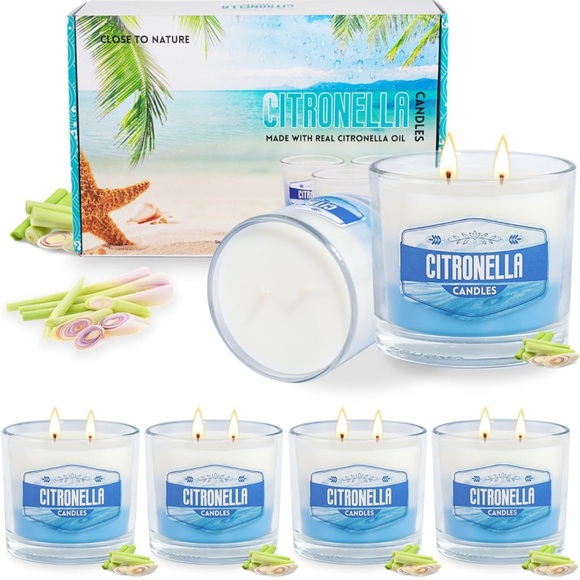 6 Pack 60 oz Large 450 Hours Citronella Home Scented 2 Wick Natural Candles🕯️ - Picture 1 of 7